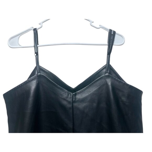 Aqua Faux Leather Slip Dress Womens Small Black Feather Trim Party  Whimsigoth - Picture 8 of 16